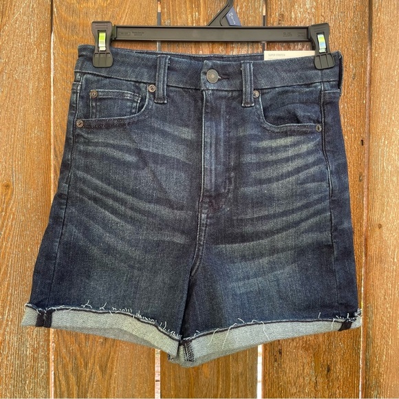 AMERICAN EAGLE Curvy Super Hi Rise Shortie Stretch Women's Denim Shorts Size 4 - Picture 1 of 11